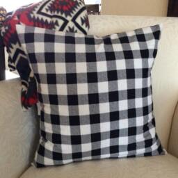 Flannel Plaid Pillow Cover Black & White Accent Cushion - 18x18 - thumbnail 3