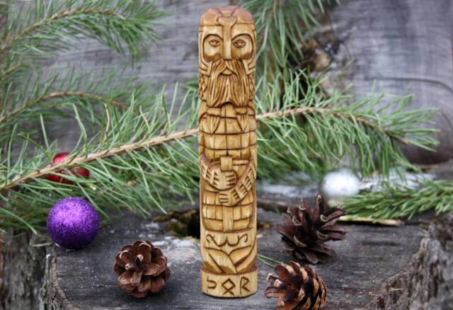 Thor - Hand Carved Norse God Figurine. Linden Wood Statuette - 7 Inches - image 1