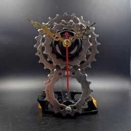 Recycled Bike Gear Clock Handmade Steampunk Desk Decor - thumbnail 3