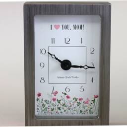 Desk Clock, Mantel Clock. Custom Hand Made Clocks in Stainless Steel With Oak Bodies. I Love You Mom Or Mothers Day Gift - thumbnail 3