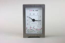 Desk Clock, Mantel Clock. Custom Hand Made Clocks in Stainless Steel With Oak Bodies. I Love You Mom Or Mothers Day Gift