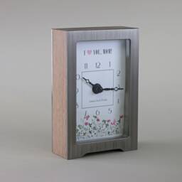 Desk Clock, Mantel Clock. Custom Hand Made Clocks in Stainless Steel With Oak Bodies. I Love You Mom Or Mothers Day Gift - thumbnail 2