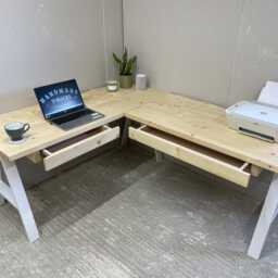 Corner Desk Made in Solid Wood With Or Without Drawers L-Shaped, Handmade Workspace With Storage, Custom Orders Welcome - thumbnail 3