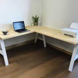 Corner Desk Made in Solid Wood With Or Without Drawers L-Shaped, Handmade Workspace With Storage, Custom Orders Welcome - thumbnail 2