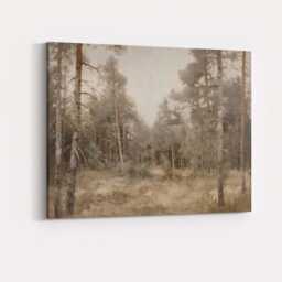 Soft Neutral Pine Woodland Landscape Painting Canvas Wall Art Print Decor Picture Ready To Hang - thumbnail 4