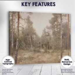 Soft Neutral Pine Woodland Landscape Painting Canvas Wall Art Print Decor Picture Ready To Hang - thumbnail 1