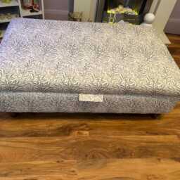 Hand Made Storage Footstool in William Morris Willow Natural/Azure/Sage/Rust Cotton Fabric - thumbnail 2