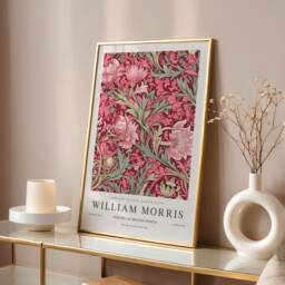 William Morris Print, Art, Exhibition Poster, Botanical Gifts, Pink Wall Prints, Bathroom Art - thumbnail 1