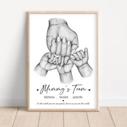 Personalised Family Mummy's Team Print Fist Up To 5 Children Only Unframed - thumbnail 3
