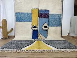 Moroccan Rug 7x10 Ft , Hand Knotted Rugs For Living Room Colorful Handmade Wool Beni Ourain Berber Area Rugs - thumbnail 1