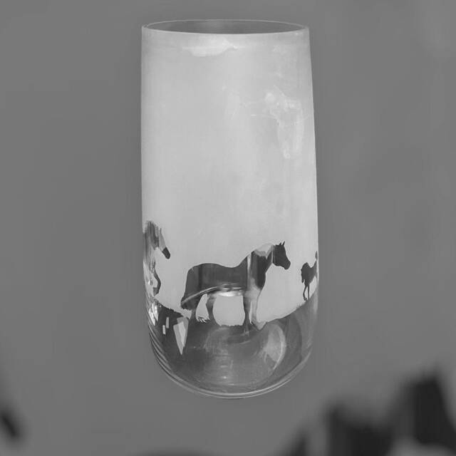 Welsh Section D Vase -- 30cm Crystal Glass Flower Vase With Welsh Section Cob Horse Frieze Design - image 1