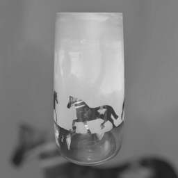 Welsh Section D Vase -- 30cm Crystal Glass Flower Vase With Welsh Section Cob Horse Frieze Design - thumbnail 3