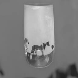 Welsh Section D Vase -- 30cm Crystal Glass Flower Vase With Welsh Section Cob Horse Frieze Design - thumbnail 1