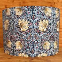 William Morris Lampshade Handmade Pimpernel Floral Navy Cotton Drum in 15cm 20cm 30cm 40cm Lamp/Ceiling Uk/Us/Eu Fittings - thumbnail 1