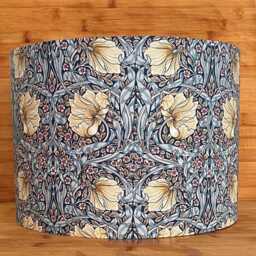 William Morris Lampshade Handmade Pimpernel Floral Navy Cotton Drum in 15cm 20cm 30cm 40cm Lamp/Ceiling Uk/Us/Eu Fittings - thumbnail 3