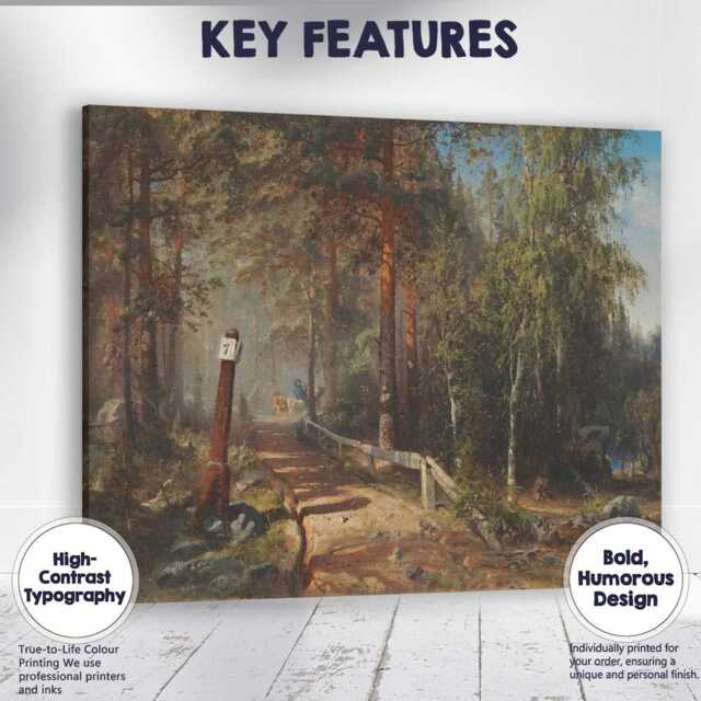 Forest Bridge With Horse Drawn Carriage Rustic Woodland Scene Canvas Wall Art Print Decor Picture Ready To Hang - image 1