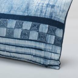 Indigo Batik Lumbar Pillow Cover - Handspun Hmong Fabric, 12x24 - thumbnail 3