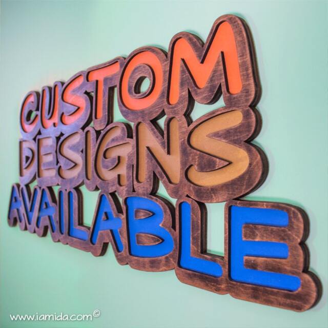 "3D Custom Sign - Personalized Wooden Business Name Room Decor Wall 46""W(Max. X 34" - image 1