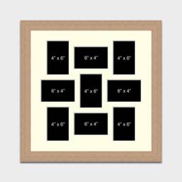 Multi Photo Picture Frame - Holds To Hold 9 6x4 Photos in A 30mm Oak Veneer - thumbnail 2