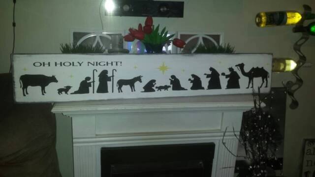 Nativity Wood Sign Distressed Extra Large Rustic Wall Hanging Primitive Decoration O Holy Night Religious Christmas Decor Manger Jesus - image 1