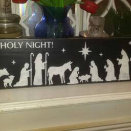 Nativity Wood Sign Distressed Extra Large Rustic Wall Hanging Primitive Decoration O Holy Night Religious Christmas Decor Manger Jesus - thumbnail 4