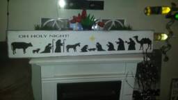 Nativity Wood Sign Distressed Extra Large Rustic Wall Hanging Primitive Decoration O Holy Night Religious Christmas Decor Manger Jesus - thumbnail 1