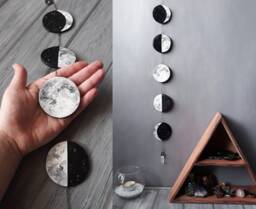Moon Phase Wall Hanging Lunar Garland With Quartz Crystal - thumbnail 1