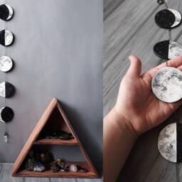 Moon Phase Wall Hanging Lunar Garland With Quartz Crystal - thumbnail 2