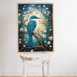 A3 A4 A5 Kingfisher Art Print - Cute Bird Wall Poster Woodland Floral Floral - thumbnail 3