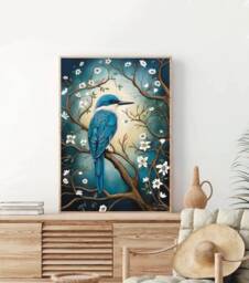 A3 A4 A5 Kingfisher Art Print - Cute Bird Wall Poster Woodland Floral Floral - thumbnail 1