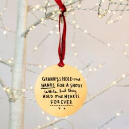 Grandma/Granny Nanny Remembrance Gold Christmas Decoration Bauble - thumbnail 3