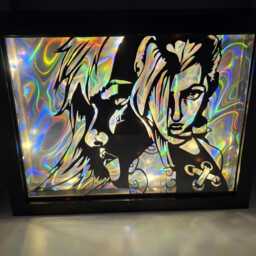 Arcane Jinx Shadowbox - Light Up 3D Wall Art Holographic Background League Inspired Fan Gift Gamer Room Decor - thumbnail 2
