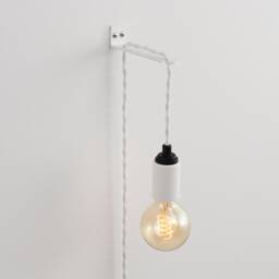 White & Black Hanging Plug-In Wall Sconce Lamp With Bracket - Mid Century Modern Minimalist Exposed Edison Bulb Lighting - Step Up - thumbnail 2