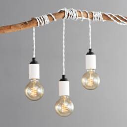 White & Black Hanging Plug-In Wall Sconce Lamp With Bracket - Mid Century Modern Minimalist Exposed Edison Bulb Lighting - Step Up - thumbnail 4