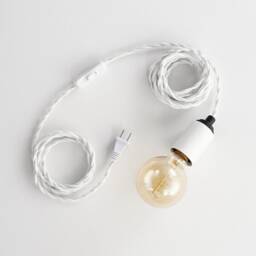 White & Black Hanging Plug-In Wall Sconce Lamp With Bracket - Mid Century Modern Minimalist Exposed Edison Bulb Lighting - Step Up - thumbnail 3