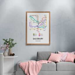 Salisbury Tube Map Print, Underground Street Wall Art Gifts - thumbnail 3