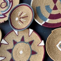 Handmade Jute Wall Basket Set Boho Woven Decor - thumbnail 2