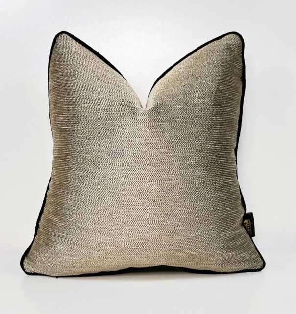 Woven Throw Pillow Cover Luxury Bronze Beige, Black & Gold - image 1