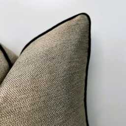 Woven Throw Pillow Cover Luxury Bronze Beige, Black & Gold - thumbnail 3