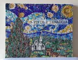 Mosaic Painting Starry Night By Vincent Van Gogh - Post-Impressionism, Marble, Enamel, Gold