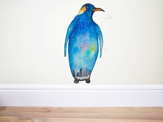 Penguin Wall Decal, Christmas Decor, Arctic Animal, Penguin Sticker, Penguin Art, Bird Sticker, Bird Decal, Christmas Sticker, Christmas Decor - image 1