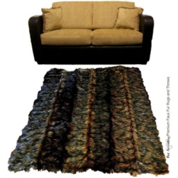 Plush Faux Fur Strip Rug - Red Brown Wolverine, Non-Slip Lining - thumbnail 2