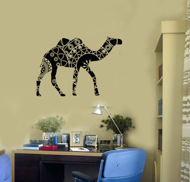 Camel Vinyl Wall Decal Tribal Animal Desert Theme Ornament Pattern Decor Living Room Stickers Mural - #2717Di - image 1