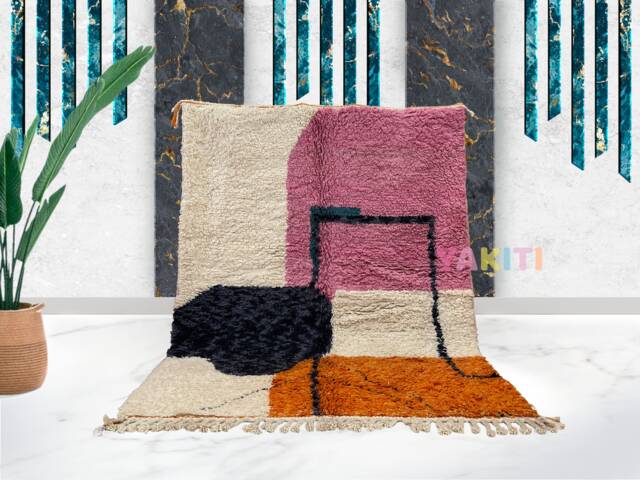 Yakiti - 6X7Ft Moroccan Rug, Beni Ourain Area Modern Wool Living Room Beniourain Handmade Soft Carpet, 186 cm X 214 - image 1