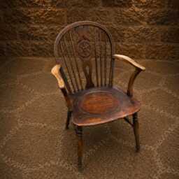 Antique English Windsor Armchair - Elm Ash Wheelback Country House Chair - thumbnail 2