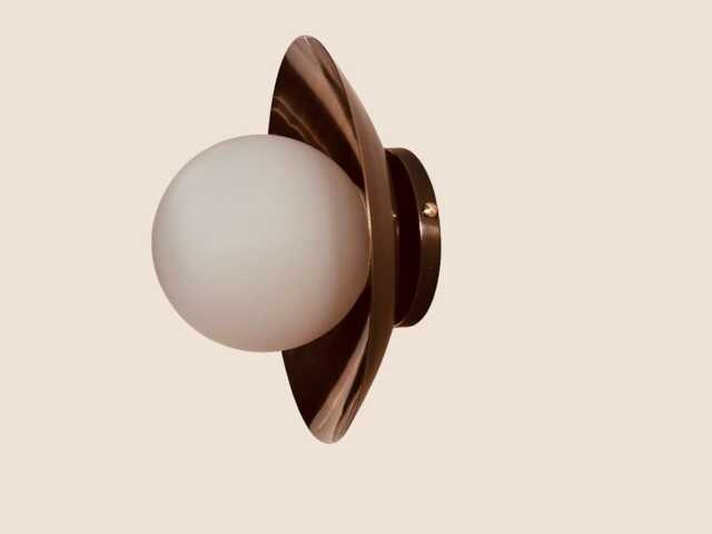 Handmade Antique Patina Brass Wall Sconce Mid-Century Modern Glass Globe Light - image 1