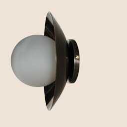 Handmade Antique Patina Brass Wall Sconce Mid-Century Modern Glass Globe Light - thumbnail 3