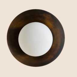 Handmade Antique Patina Brass Wall Sconce Mid-Century Modern Glass Globe Light - thumbnail 2