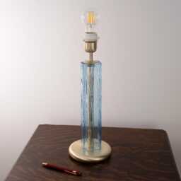 Murano Glass Table Lamp, Tronchi Talco Blue, Brushed Finish, Handmade in Italy - thumbnail 2