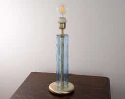 Murano Glass Table Lamp, Tronchi Talco Blue, Brushed Finish, Handmade in Italy